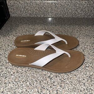 Okabashi Breeze Sandals‎ Flip Flops Women Size ML (8-9) Toffee/White